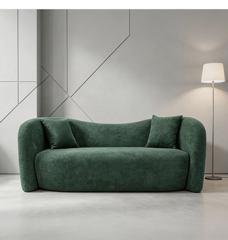 S257 Modern Minimalist Cloud Green Fabric Sofa Deluxe Soft Foam Filled Three Seat Sofa for Upholstered Seats in Apartment Living Room