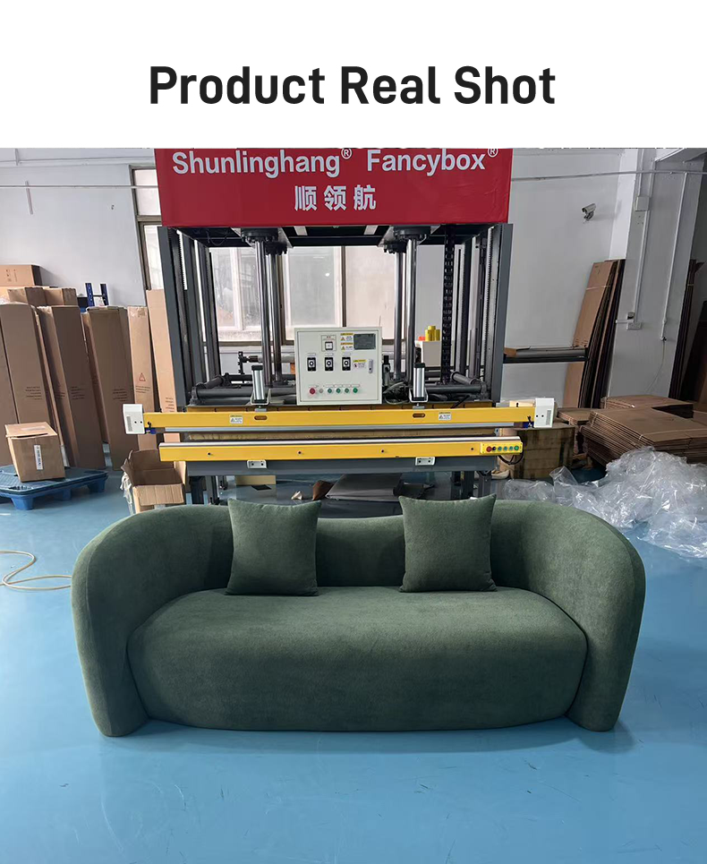 S257 Modern Minimalist Cloud Green Fabric Sofa Deluxe Soft Foam Filled Three Seat Sofa for Upholstered Seats in Apartment Living Room