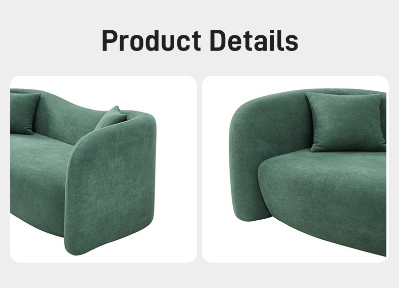 S257 Modern Minimalist Cloud Green Fabric Sofa Deluxe Soft Foam Filled Three Seat Sofa for Upholstered Seats in Apartment Living Room