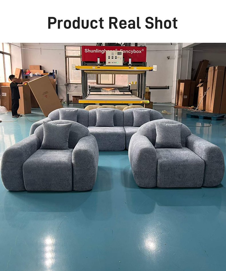 S225-1 OEM Foshan Factory Modern Fabric 35D Sponge Unit Sofa Vacuum Packaging Compression Apartment Furniture