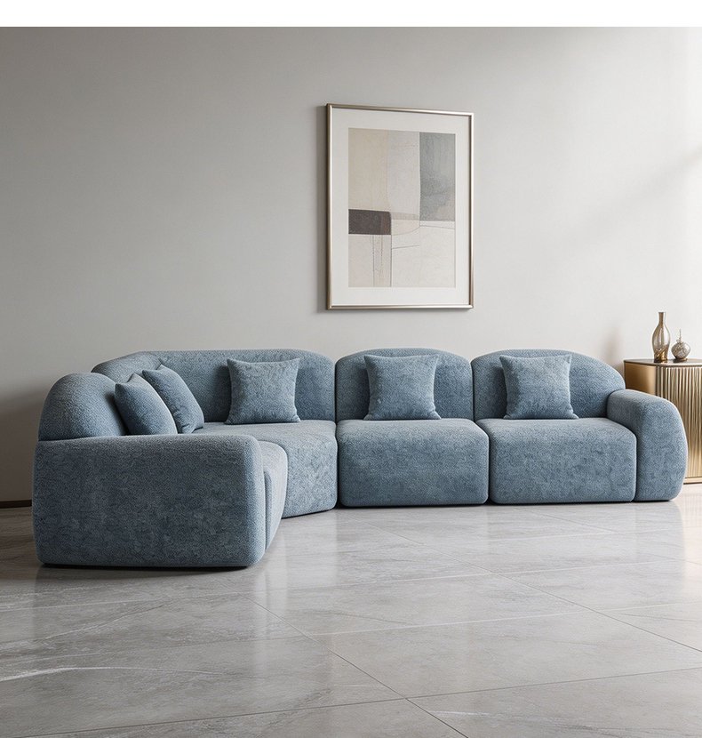 S225-L Vacuum Compression Modern Fabric Sofa, Comfortable Living Room Sofa, Space Saving Design No Need to Install Orange Bubble Pedals