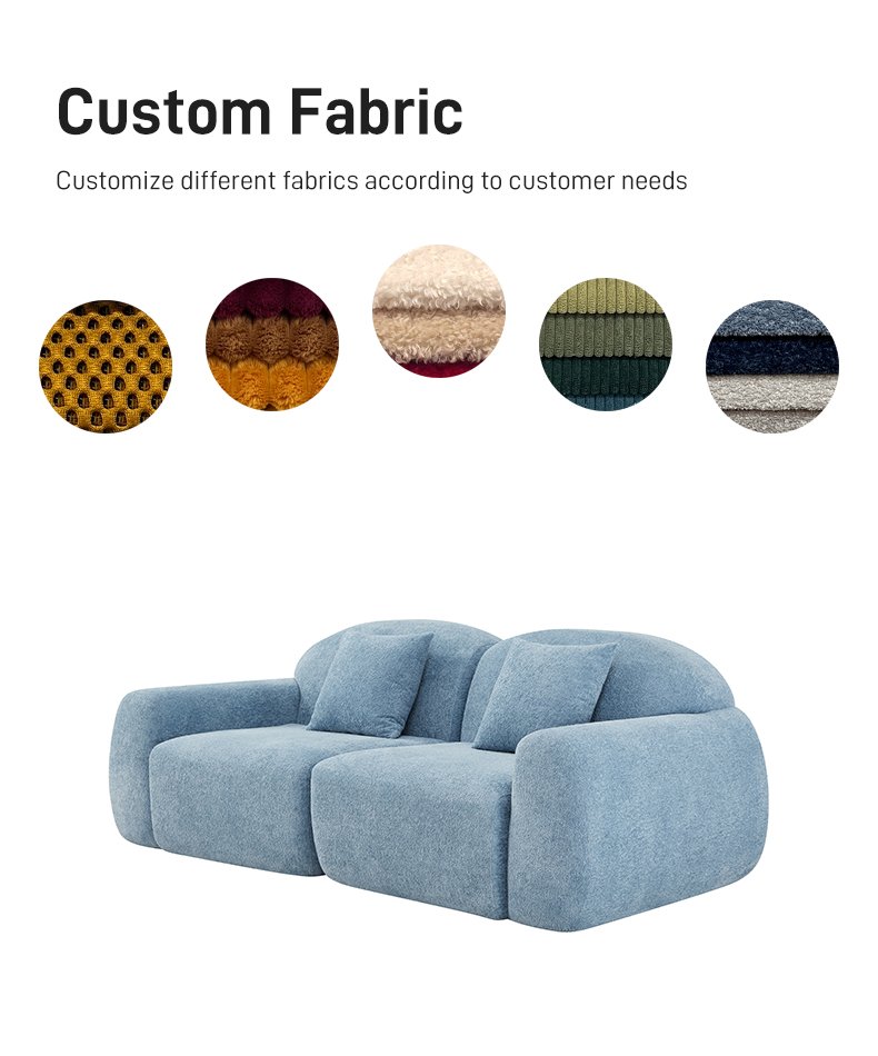 S225-2 OEM Foshan Factory Modern Fabric Sponge 2-seater Segmented Sofa Set Vacuum Packaging Compression Apartment Furniture