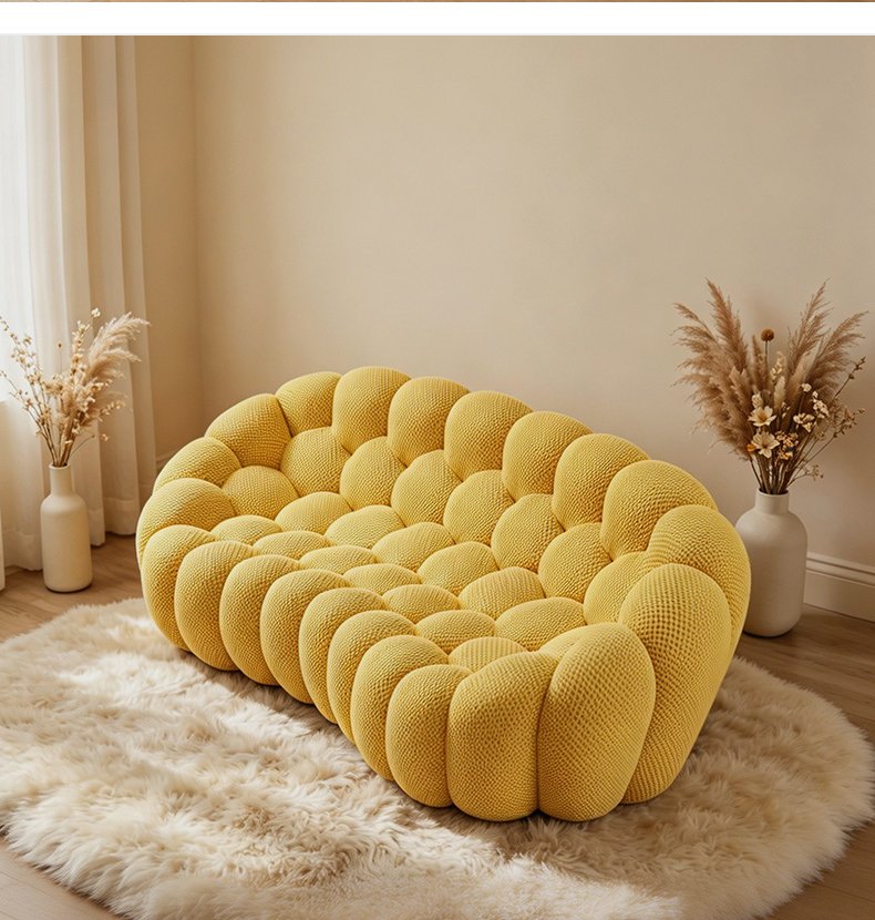S230-3 Vacuum Packed Curved Bubble Sofa 3 Seater Boneless Couch with Sponge Filling Modern Football Style for Living Room