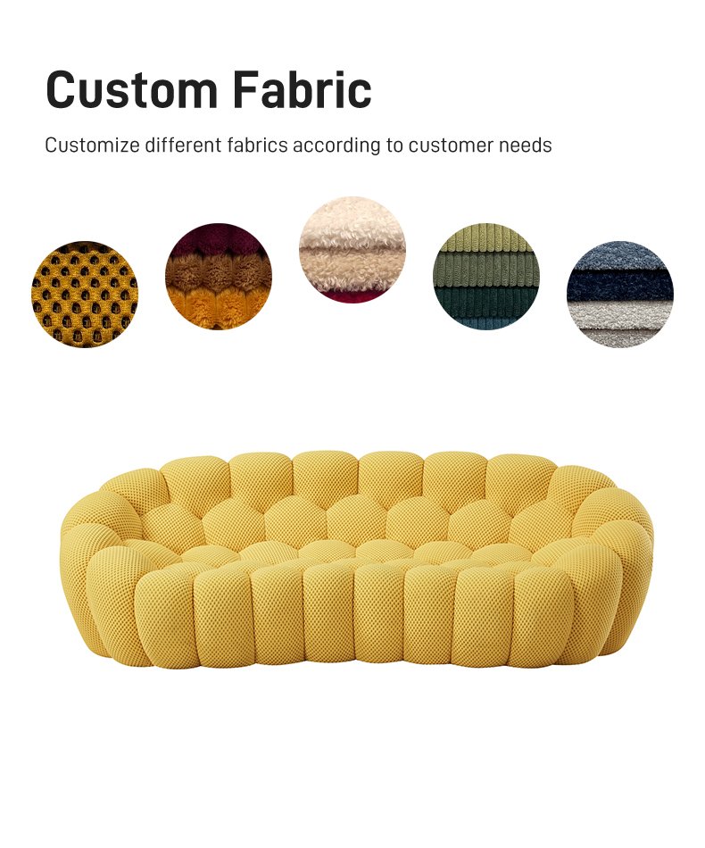 S230-3 Vacuum Packed Curved Bubble Sofa 3 Seater Boneless Couch with Sponge Filling Modern Football Style for Living Room