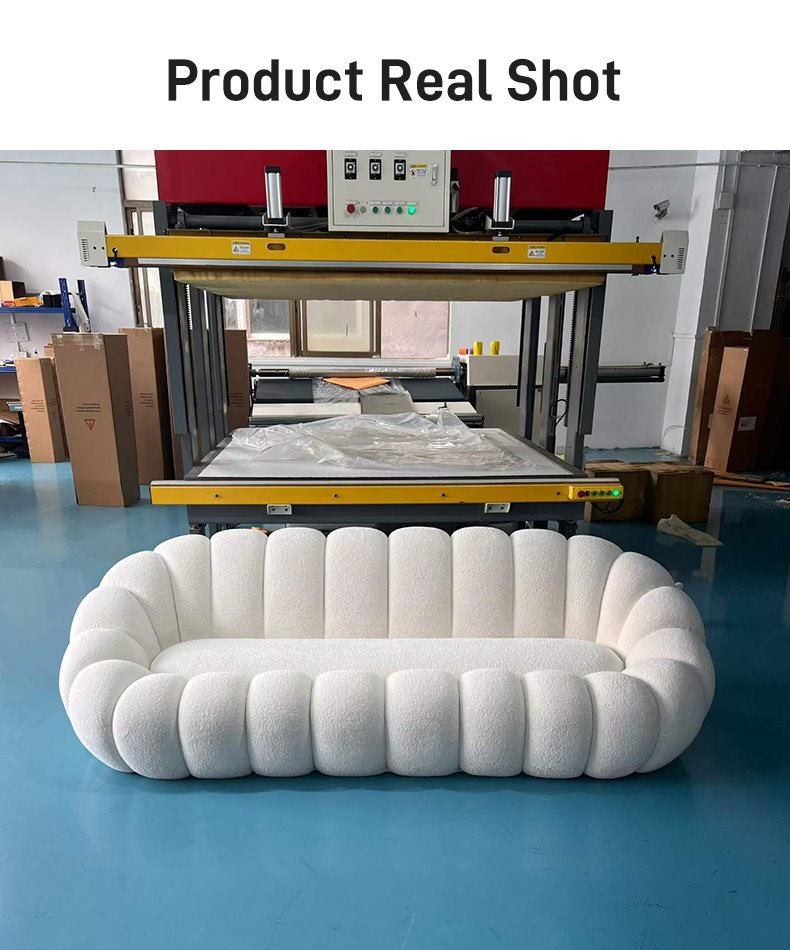 S215-3 Wave Shaped Compression Sofa High Density Foam Sofa Customized Color Fabric Apartment Hotel Living Room Cushion Three Seat