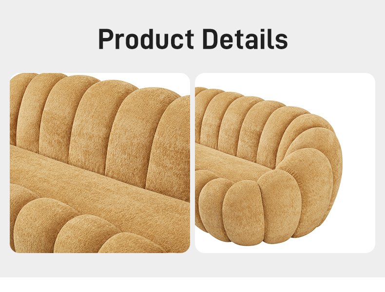 S215-3 Wave Shaped Compression Sofa High Density Foam Sofa Customized Color Fabric Apartment Hotel Living Room Cushion Three Seat