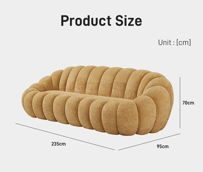 S215-3 Wave Shaped Compression Sofa High Density Foam Sofa Customized Color Fabric Apartment Hotel Living Room Cushion Three Seat