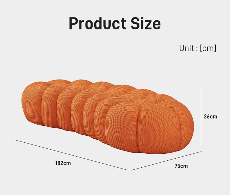 S230-3T Vacuum Compression Modern Fabric Sofa, Comfortable Living Room Sofa, Space Saving Design No Need to Install Orange Bubble Pedals
