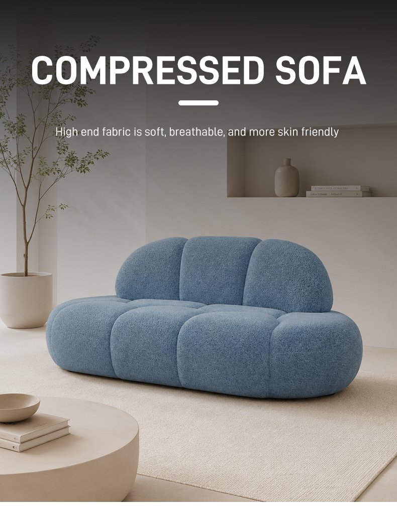 S256 Vacuum Compression Sponge Sofa Frameless 3-seater Villa Hotel Modern Curved Sofa Living Room Soft Cushion Leisure Sofa