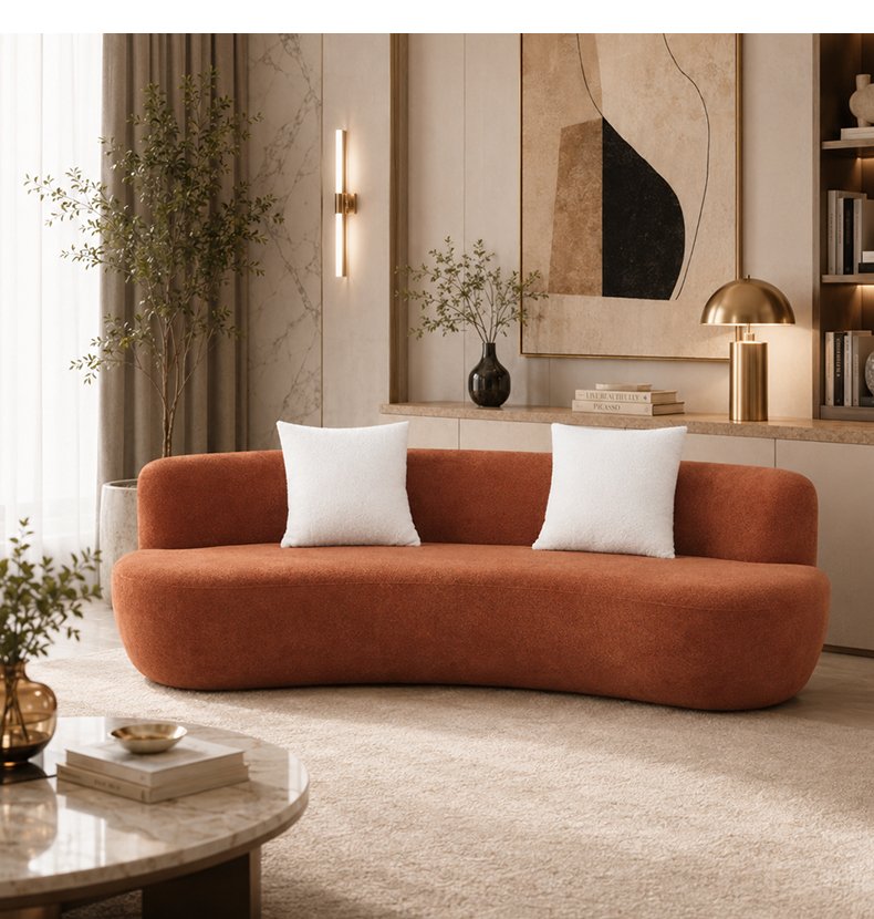 S223 Wholesale Sponge Filled Curved Vacuum Compression Sofa, Modern Villa/hotel/living Room Furniture, 3-seater Frameless Sofa