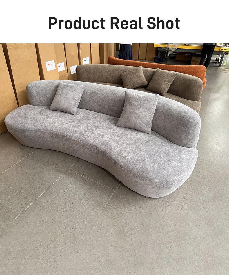 S223 Wholesale Sponge Filled Curved Vacuum Compression Sofa, Modern Villa/hotel/living Room Furniture, 3-seater Frameless Sofa