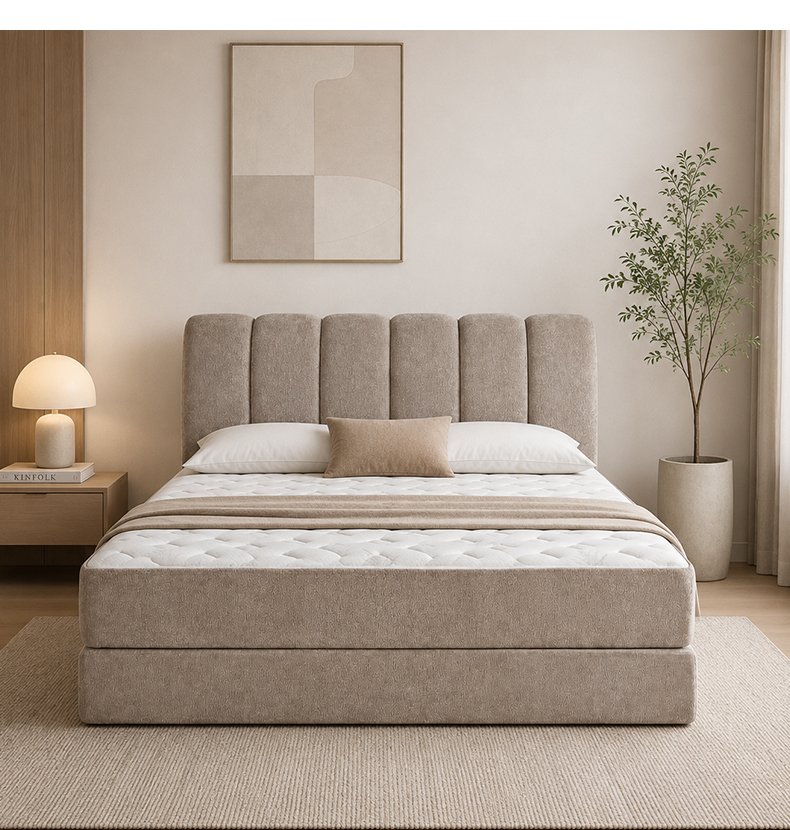 B305 Modern Vacuum Compression Bed Packaged with 35D Sponge Roll Material for Bedroom Furniture, with Fabric Cushion