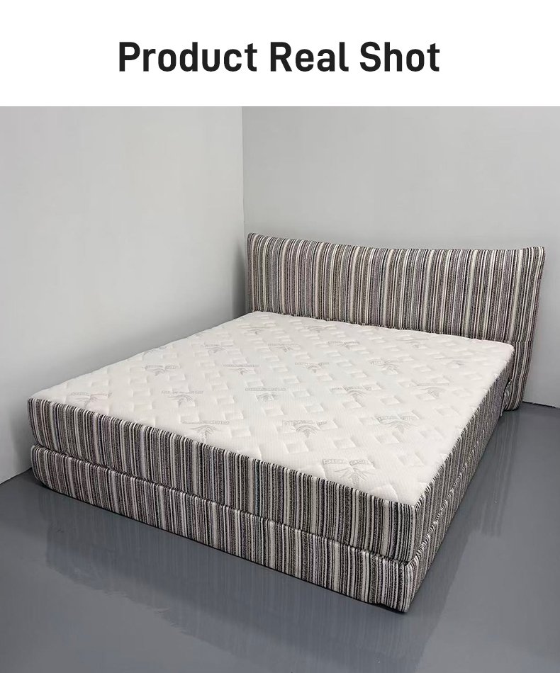 B303 High Density Foam Soft Bed Italian Style High Quality Striped Fabric Upholstered Bed Modern Minimalist Home Bedroom Furniture