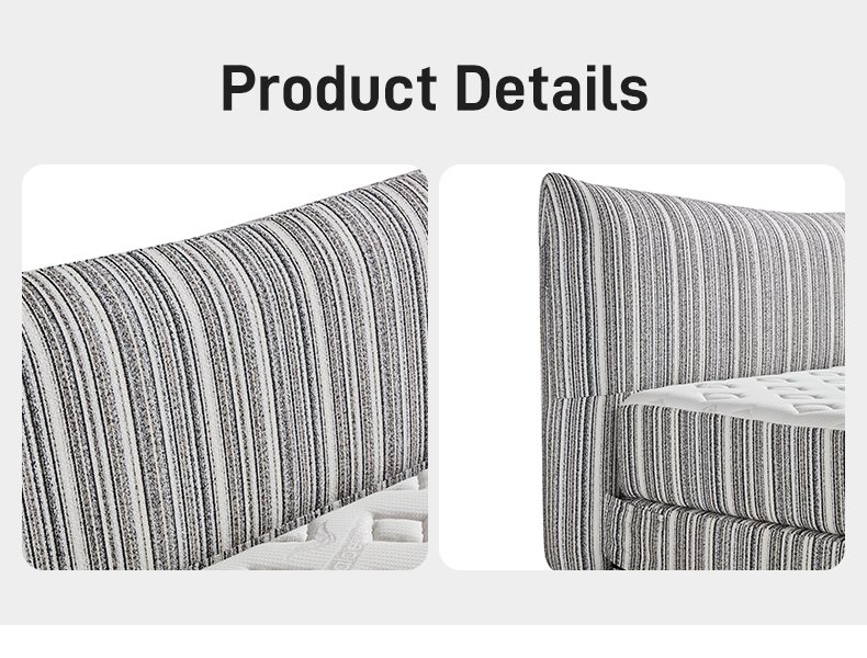 B303 High Density Foam Soft Bed Italian Style High Quality Striped Fabric Upholstered Bed Modern Minimalist Home Bedroom Furniture