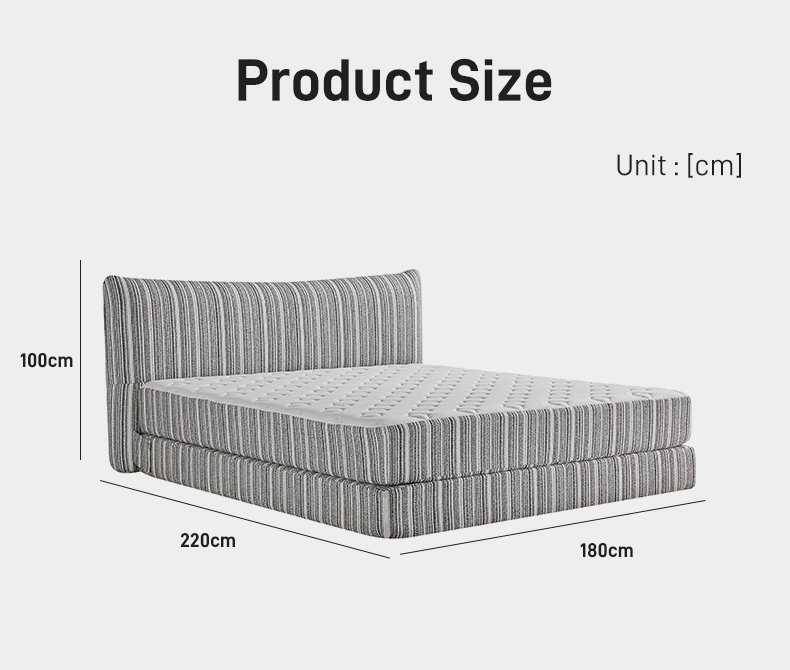 B303 High Density Foam Soft Bed Italian Style High Quality Striped Fabric Upholstered Bed Modern Minimalist Home Bedroom Furniture