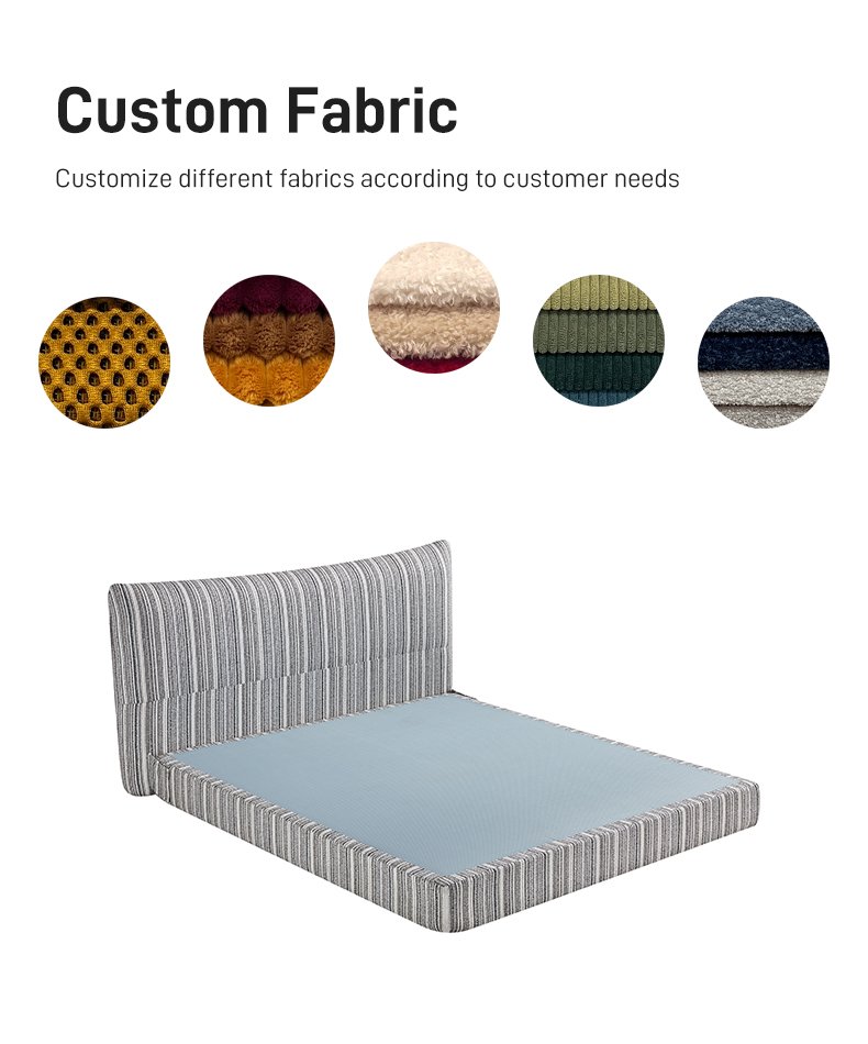 B303 High Density Foam Soft Bed Italian Style High Quality Striped Fabric Upholstered Bed Modern Minimalist Home Bedroom Furniture