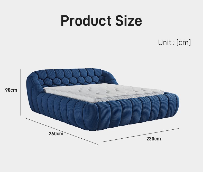 B306 Luxury 3D Bubble Fabric Upholstered Bed Modern Design High Density Foam Soft Bed Frame for High-end Apartment Hotel Bedroom