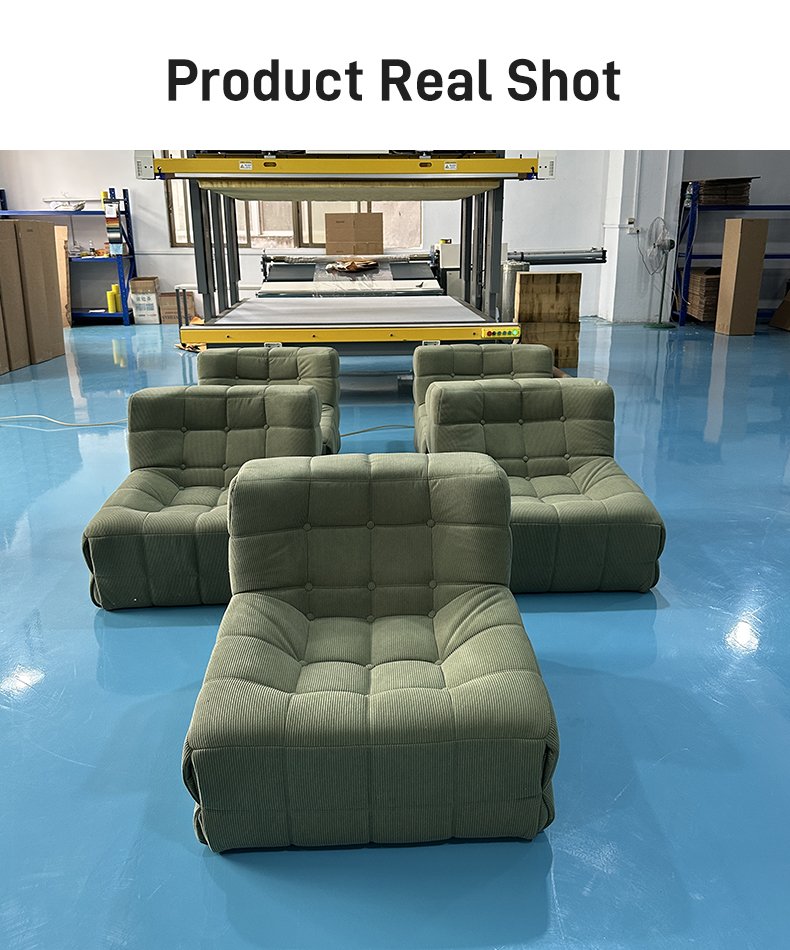 S217 Foshan Factory Waffle Kashima Compressed Armless Tufted Sofa Set Furniture Living Room Vacuum Packed Design Lazy Couch