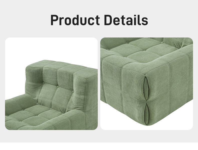 S217 Foshan Factory Waffle Kashima Compressed Armless Tufted Sofa Set Furniture Living Room Vacuum Packed Design Lazy Couch