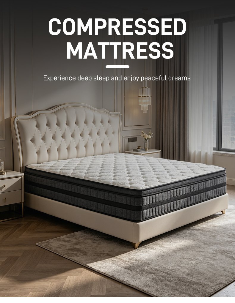 G002 Vacuum Compressed 30cm Pocket Spring Mattress Cotton Cover Plush Layered Space Saving for Home Hotel Apartment