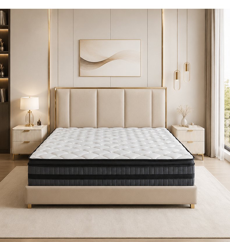 G002 Vacuum Compressed 30cm Pocket Spring Mattress Cotton Cover Plush Layered Space Saving for Home Hotel Apartment