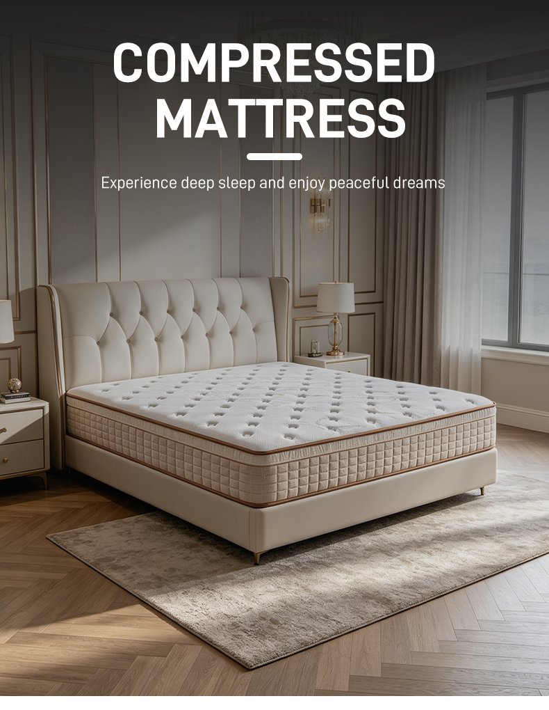 G004 Vacuum Compressed 30cm Pocket Spring Mattress Cotton Cover Plush Pillow Square Quilted for Home Hotel Apartment