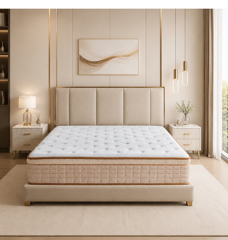 G004 Vacuum Compressed 30cm Pocket Spring Mattress Cotton Cover Plush Pillow Square Quilted for Home Hotel Apartment