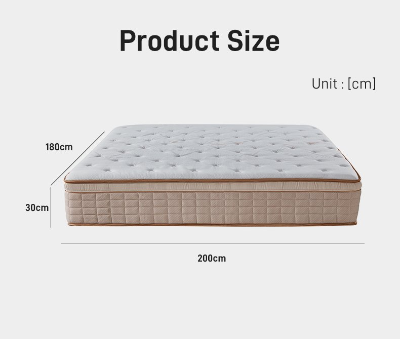G004 Vacuum Compressed 30cm Pocket Spring Mattress Cotton Cover Plush Pillow Square Quilted for Home Hotel Apartment