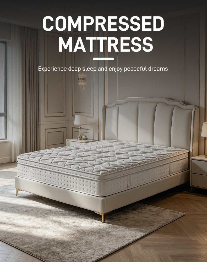 G005 Vacuum Compressed 30cm Pocket Spring Mattress Cotton Cover Wavy Quilted Dimpled Side for Home Hotel Apartment