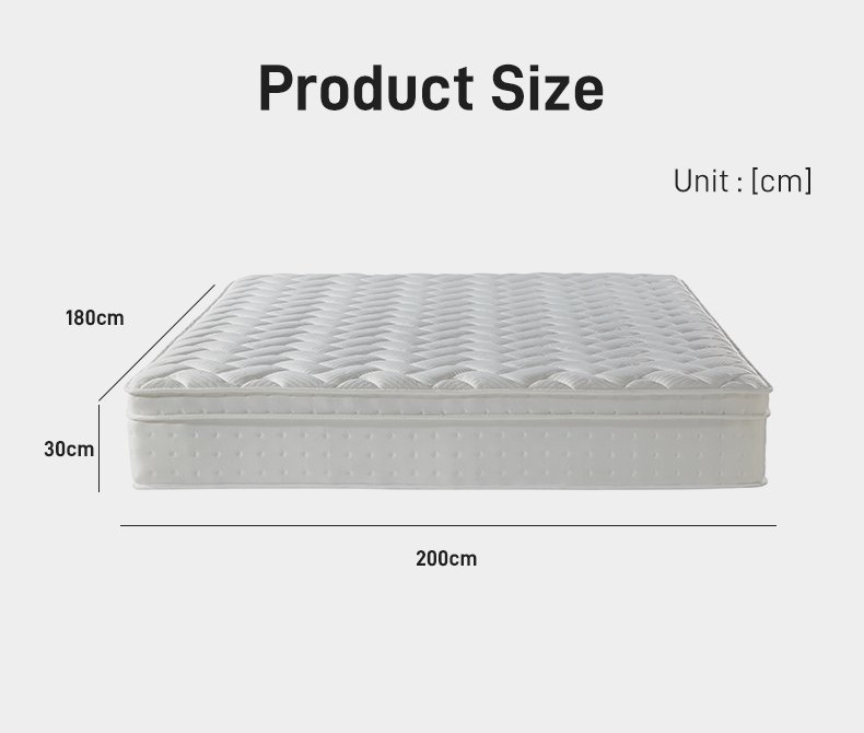 G005 Vacuum Compressed 30cm Pocket Spring Mattress Cotton Cover Wavy Quilted Dimpled Side for Home Hotel Apartment