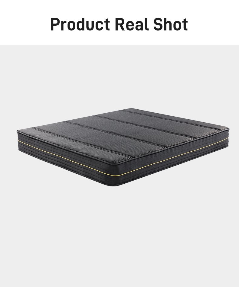 G006 Vacuum Compressed 25cm Pocket Spring Mattress Cotton Cover Dark Ribbed with Gold Trim for Home Hotel Apartment
