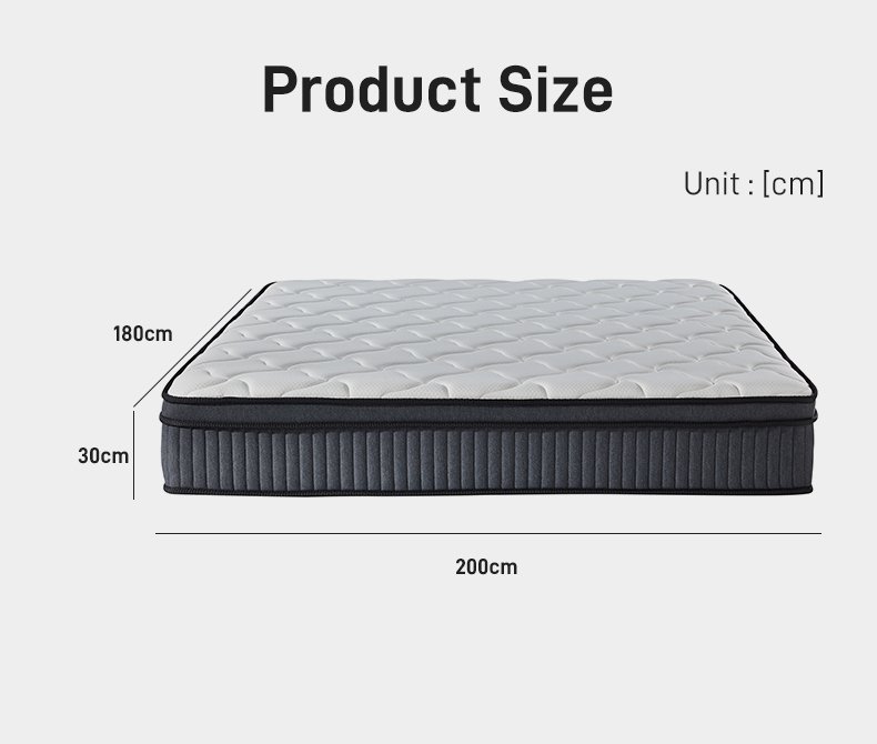 G008 Vacuum Compressed 30cm Pocket Spring Mattress Cotton Cover Diamond Quilted Two-Tone Side for Home Hotel Apartment