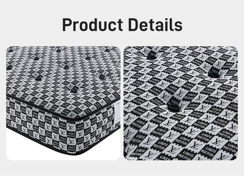 G009 Vacuum Compressed 25cm Pocket Spring Mattress Cotton Cover Monogram Pattern Tufted for Home Hotel Apartment