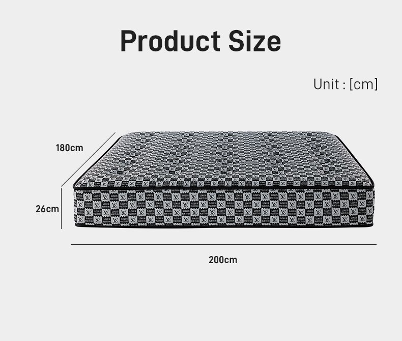 G009 Vacuum Compressed 25cm Pocket Spring Mattress Cotton Cover Monogram Pattern Tufted for Home Hotel Apartment