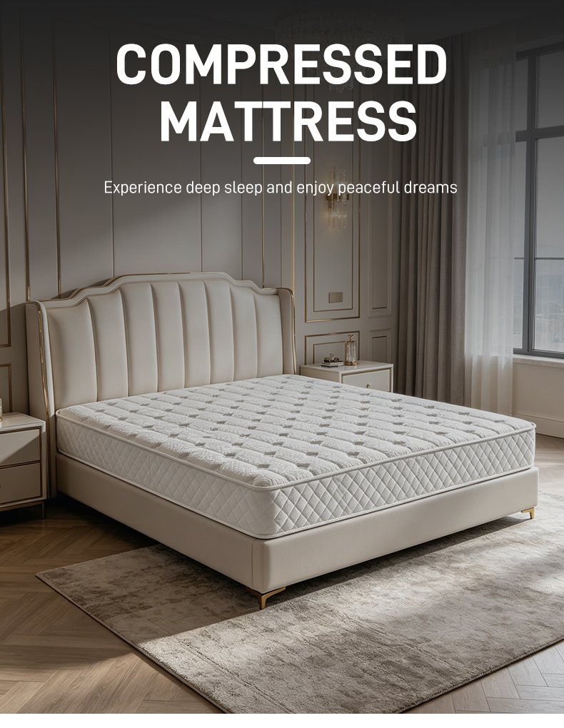 M002 Vacuum Compressed 20cm Pocket Spring Mattress Cotton Cover Diamond Quilted Grid Side for Home Hotel Apartment