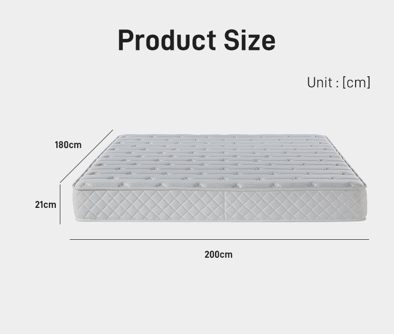 M002 Vacuum Compressed 20cm Pocket Spring Mattress Cotton Cover Diamond Quilted Grid Side for Home Hotel Apartment