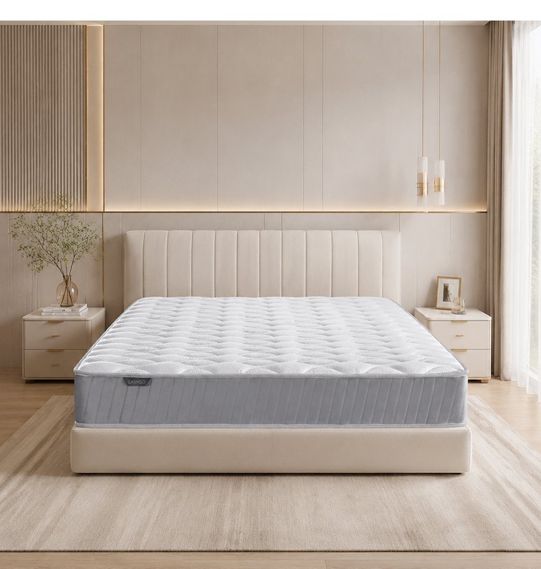M005 Vacuum Compressed 20cm Pocket Spring Mattress Cotton Cover Hexagon Quilted Fluted Side for Home Hotel Apartment