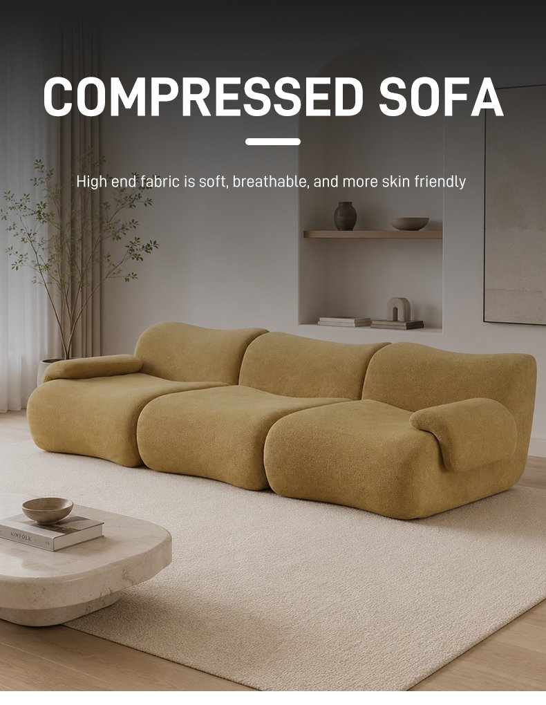 S233-3 Foshan Factory 3 Seater Modern Foam Filling Boneless Couch Vacuum Packed Compressed Modular Sectional Sofa with Armrest