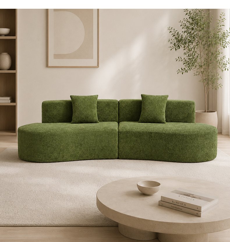 S241-3 Wholesale Factory Italian Minimalist Design Curved Shape 3 Seater Boneless Couch Foam Filling Compressed Sectional Sofa