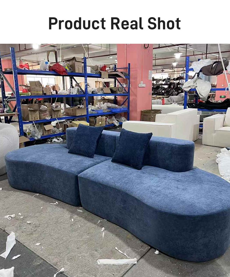 S241-3 Wholesale Factory Italian Minimalist Design Curved Shape 3 Seater Boneless Couch Foam Filling Compressed Sectional Sofa