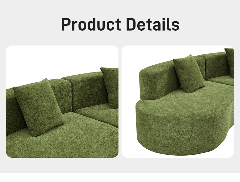 S241-3 Wholesale Factory Italian Minimalist Design Curved Shape 3 Seater Boneless Couch Foam Filling Compressed Sectional Sofa