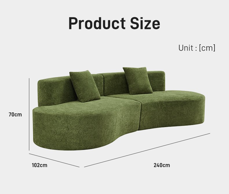 S241-3 Wholesale Factory Italian Minimalist Design Curved Shape 3 Seater Boneless Couch Foam Filling Compressed Sectional Sofa