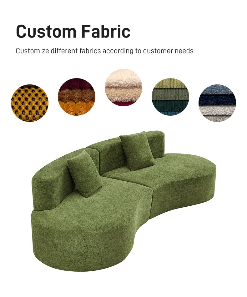 S241-3 Wholesale Factory Italian Minimalist Design Curved Shape 3 Seater Boneless Couch Foam Filling Compressed Sectional Sofa