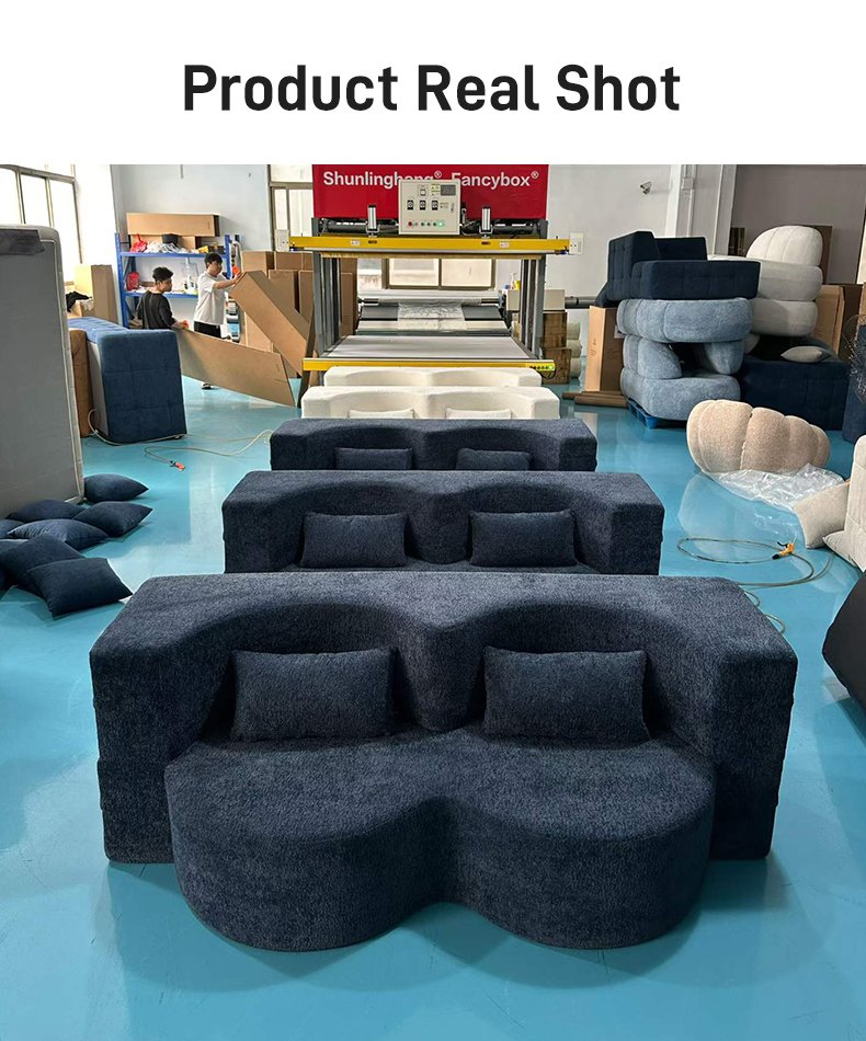 S242 Wholesale Minimalist Vacuum Compressed Foam Boneless Double Sleeper Modern 2 Seater Convertible Folding Compression Sofa Bed