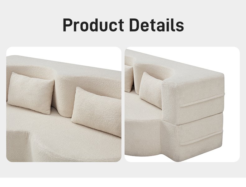 S242 Wholesale Minimalist Vacuum Compressed Foam Boneless Double Sleeper Modern 2 Seater Convertible Folding Compression Sofa Bed