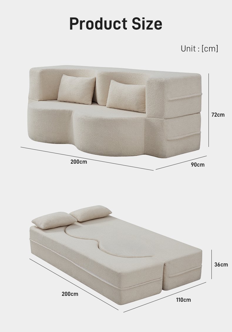 S242 Wholesale Minimalist Vacuum Compressed Foam Boneless Double Sleeper Modern 2 Seater Convertible Folding Compression Sofa Bed