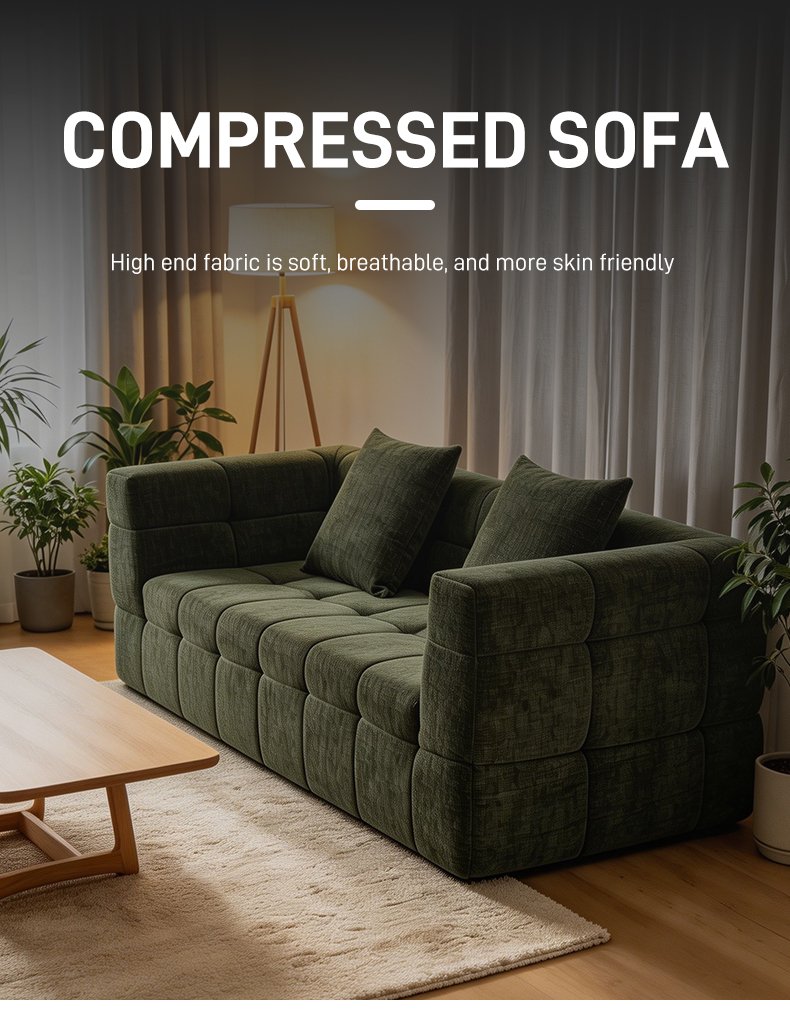 S203 Wholesale Customized Diamond Stitching Loveseat Pink Upholstered Boneless Sponge 2 Seater Couch Vacuum Compressed Sofa