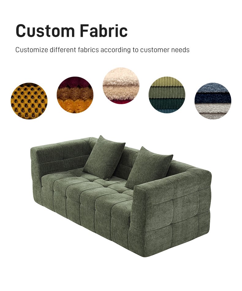 S203 Wholesale Customized Diamond Stitching Loveseat Pink Upholstered Boneless Sponge 2 Seater Couch Vacuum Compressed Sofa