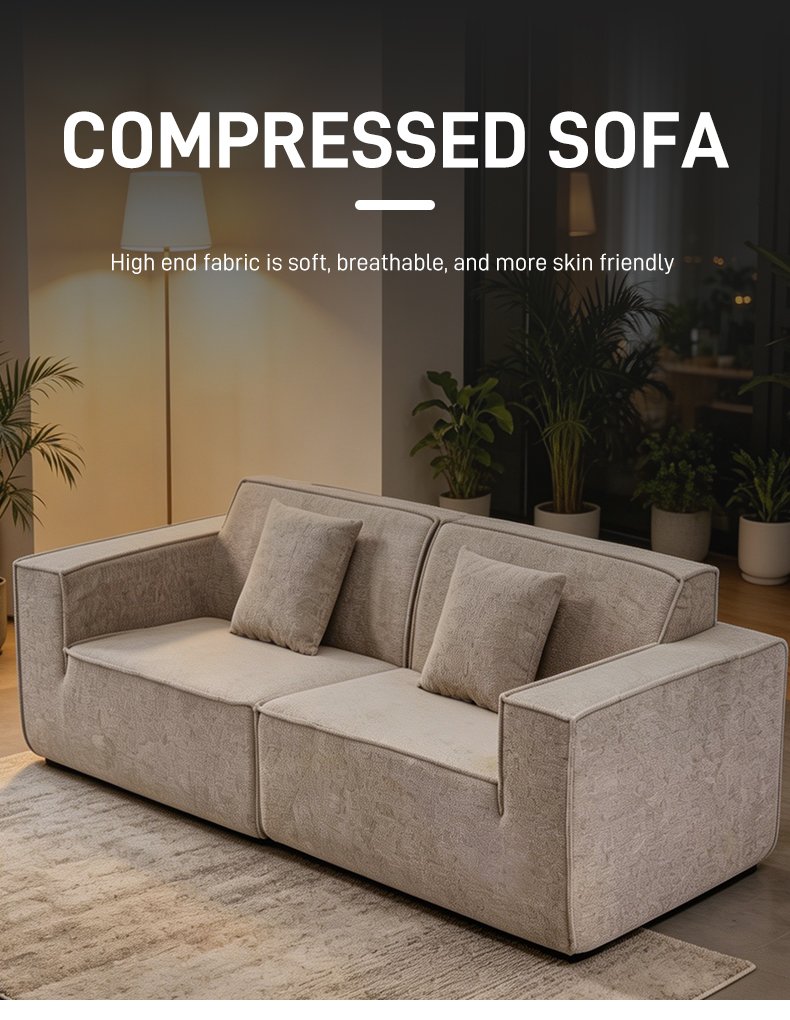 S206 Home Living Room Furniture Cotton Linen Flannel Fabric Compression Compressible Sofa Small Package Sofa Set Can Be Customized