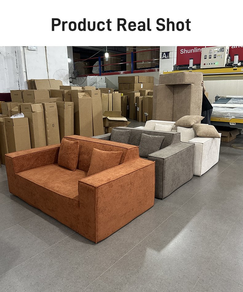 S206 Home Living Room Furniture Cotton Linen Flannel Fabric Compression Compressible Sofa Small Package Sofa Set Can Be Customized